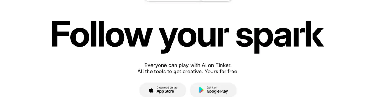 Follow your spark hero section from Tinker