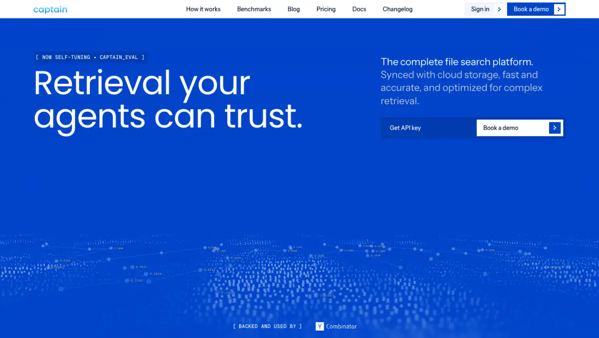 Retrieval your agents can trust. hero section from Captain