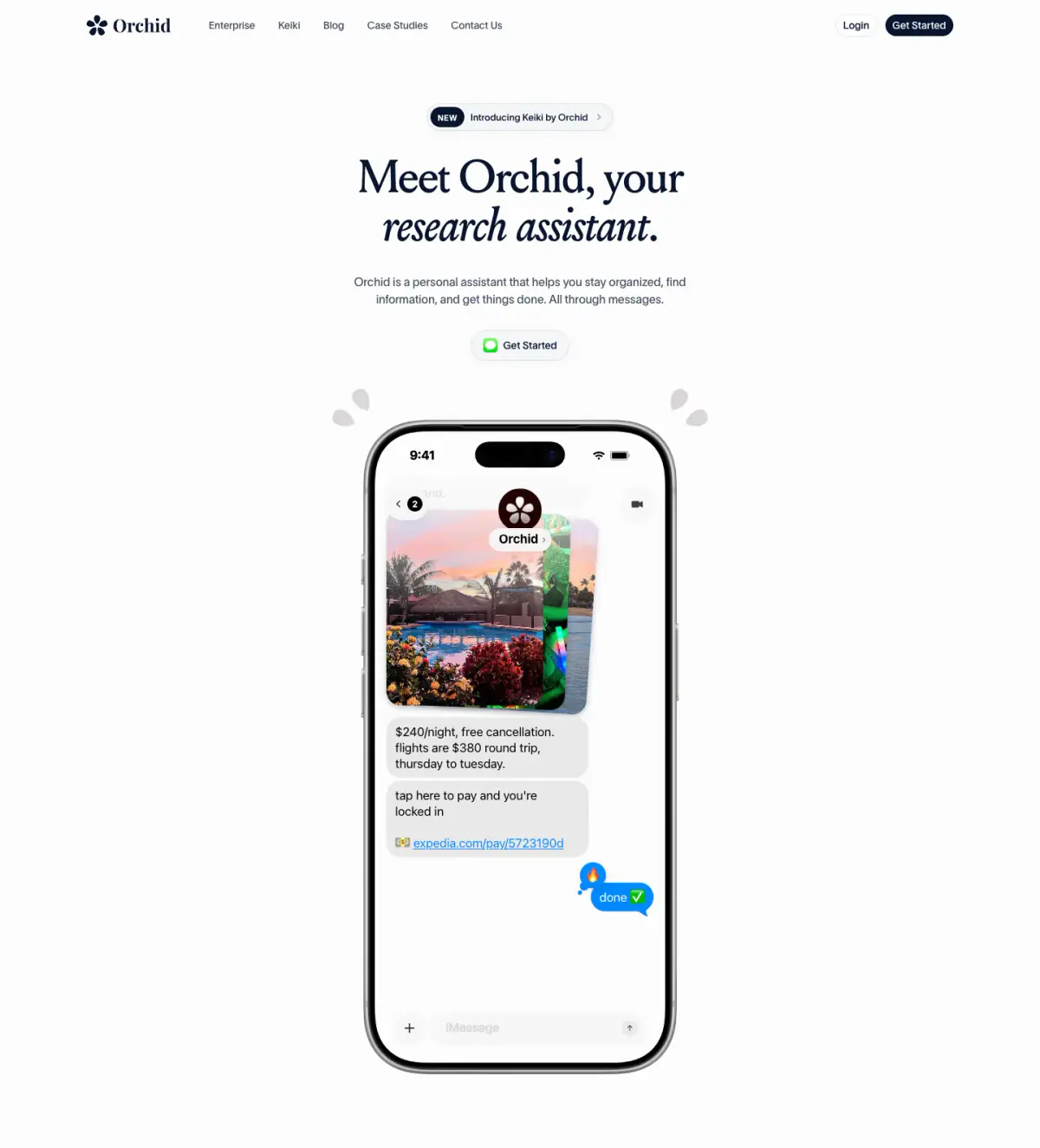 Meet Orchid, your personal assistant. Meet Orchid, your research assistant . hero section from Orchid