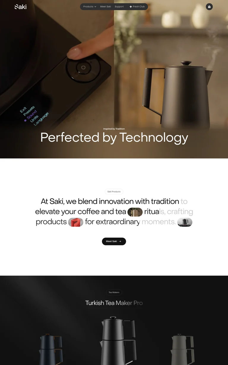 Sakiproducts website design reference