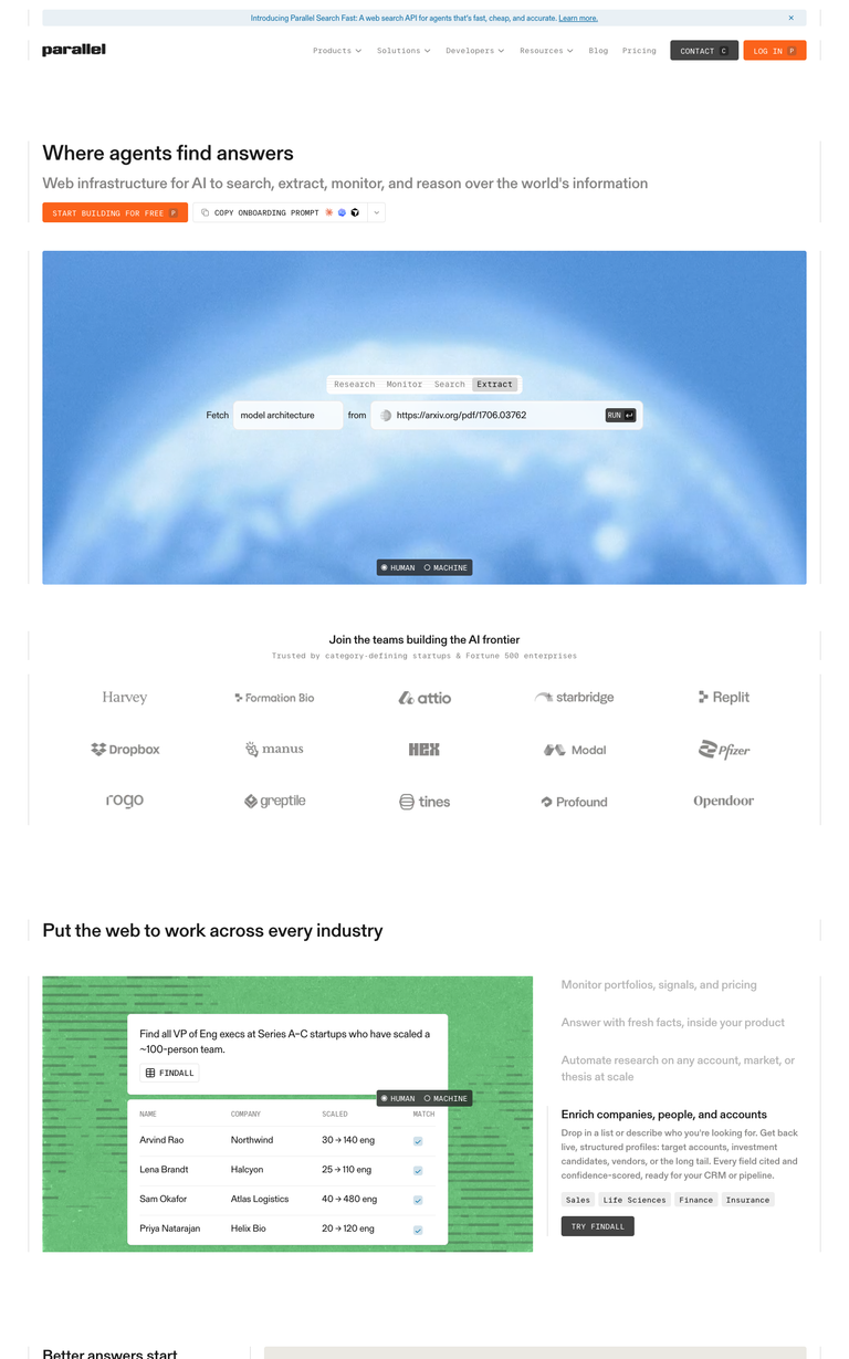Parallel website design reference