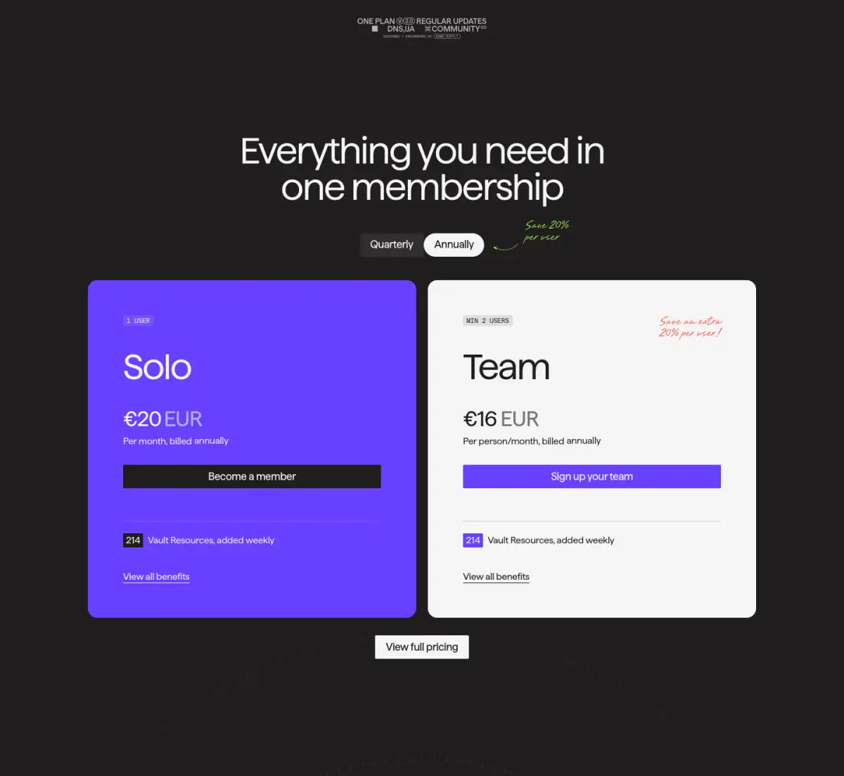 Everything you need in one membership pricing section from Osmo