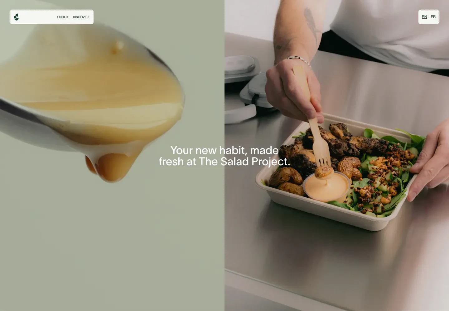 Fresh Salad Split-Screen Hero hero section from The Salad Project