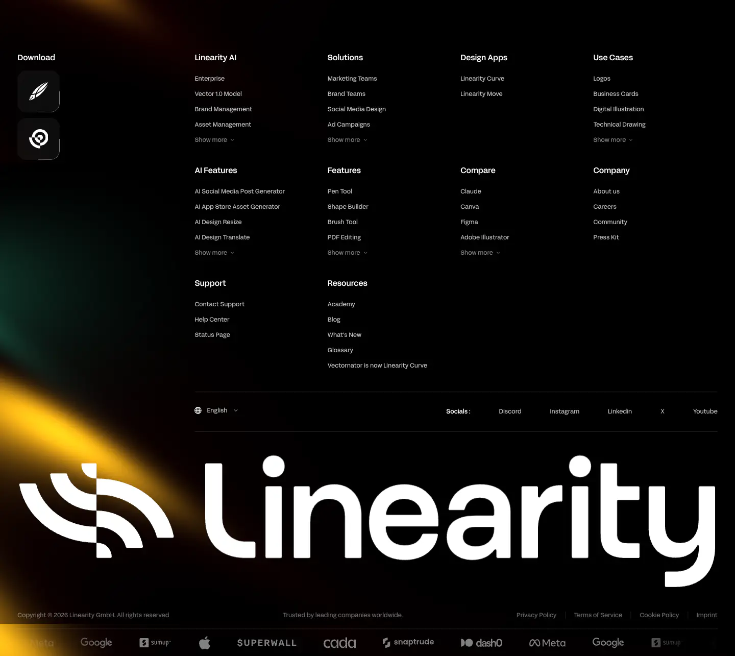 Linearity Footer footer section from Linearity