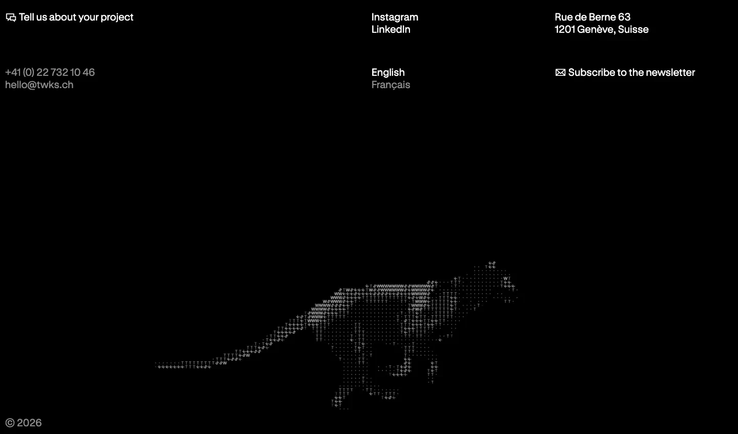 Contact and ASCII Wolf Footer Footer section from twks