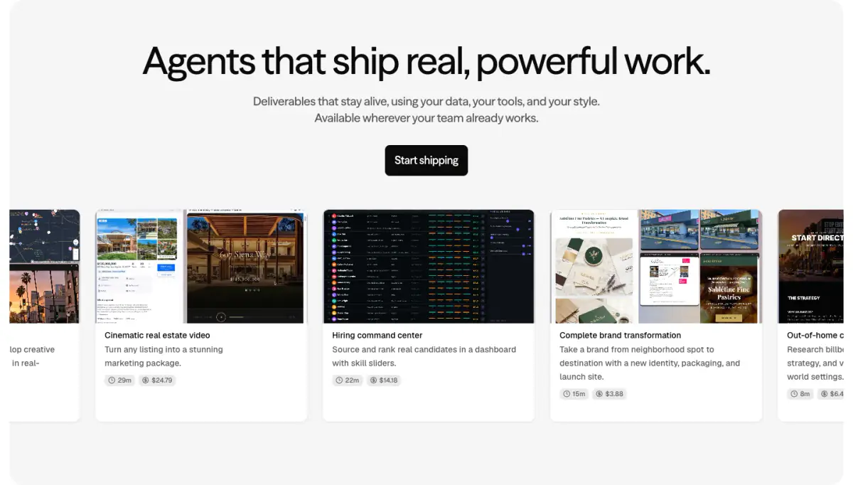 Agents that ship real, powerful work. Hero section from Gradient: AI for Investors