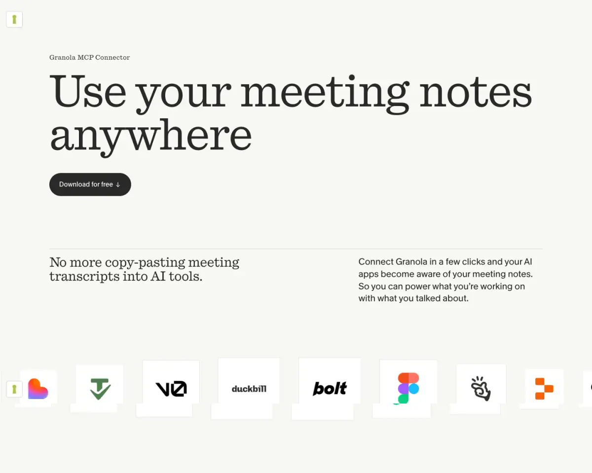 Use your meeting notes anywhere features section from Granola