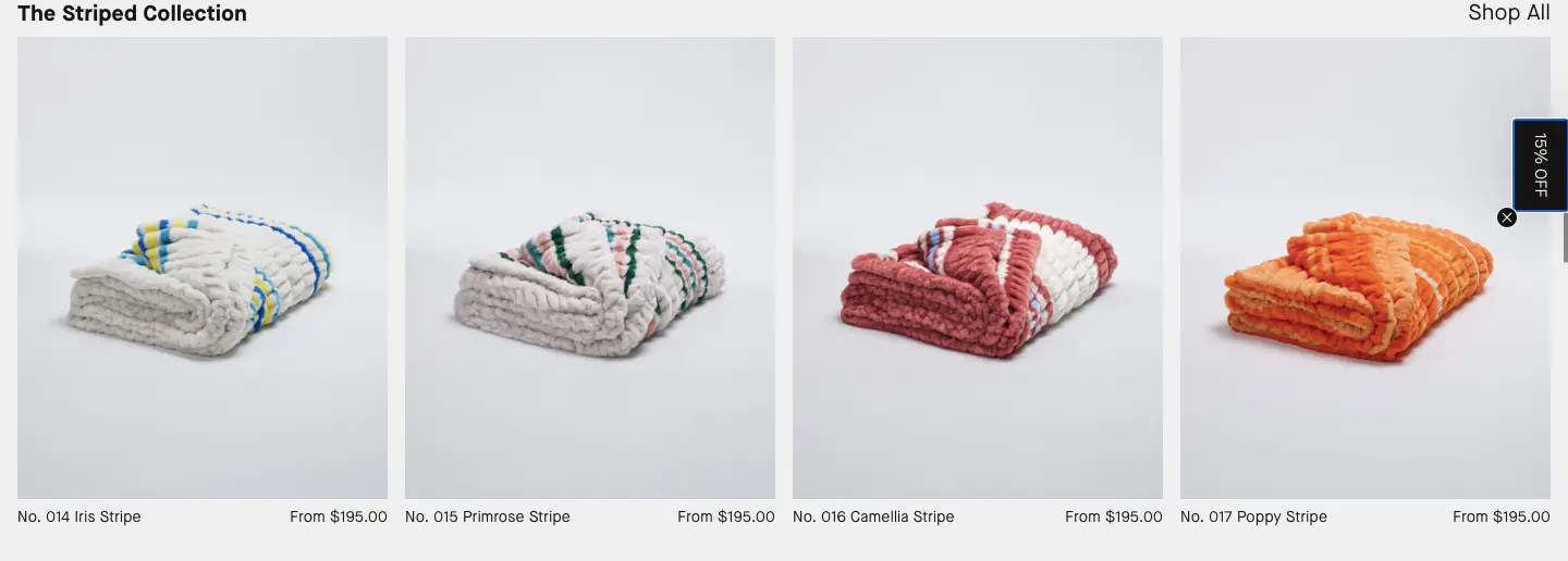 The Striped Collection features section from CO'CŌŌN