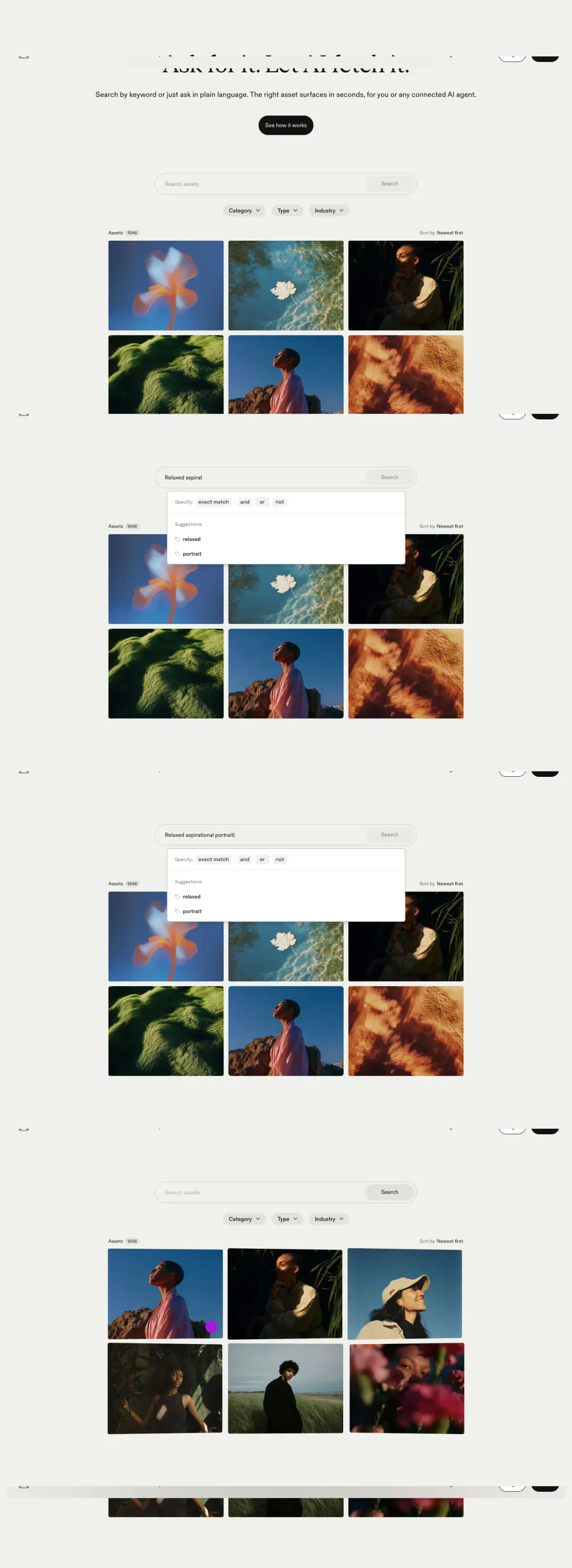 Ask for it. Let AI fetch it. Features section from Frontify