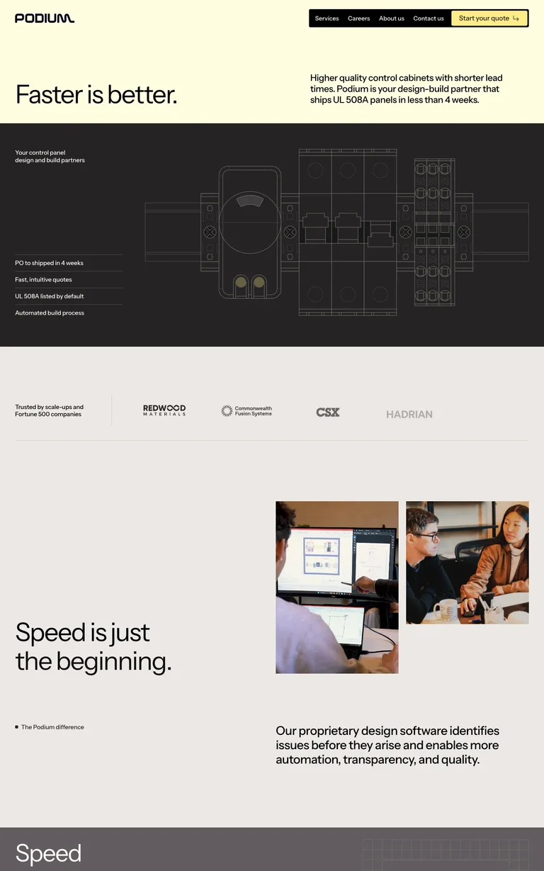 Podium Automation website design reference