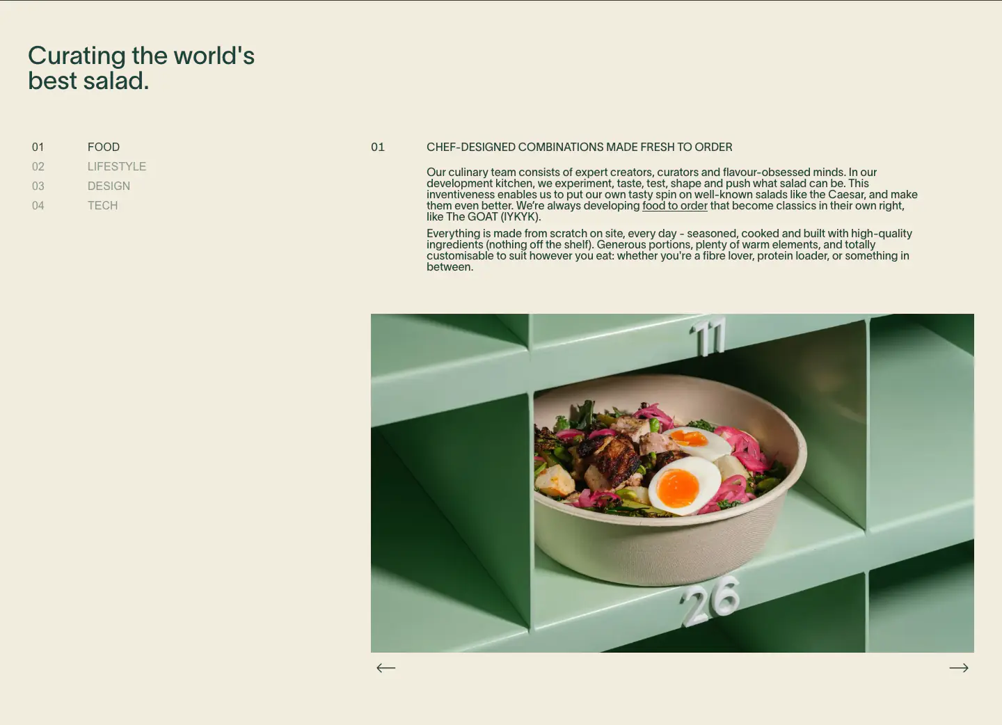 Curating the world's best salad. features section from The Salad Project