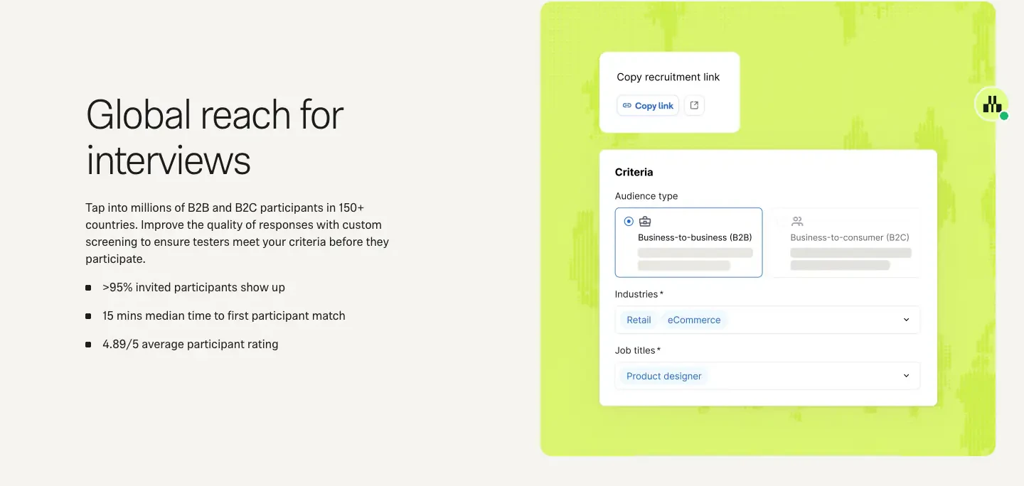 Global reach for interviews feature-card section from Maze
