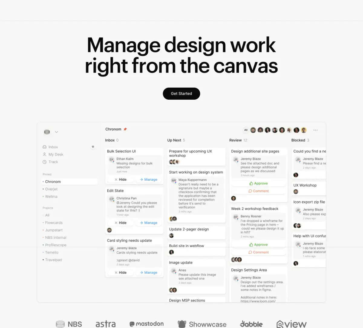 Manage design work right from the canvas features section from Marathon