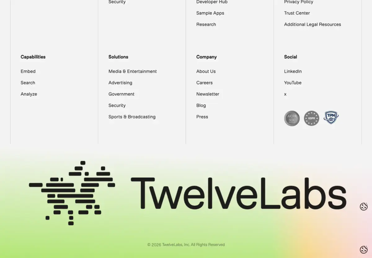 TwelveLabs Footer footer section from TwelveLabs