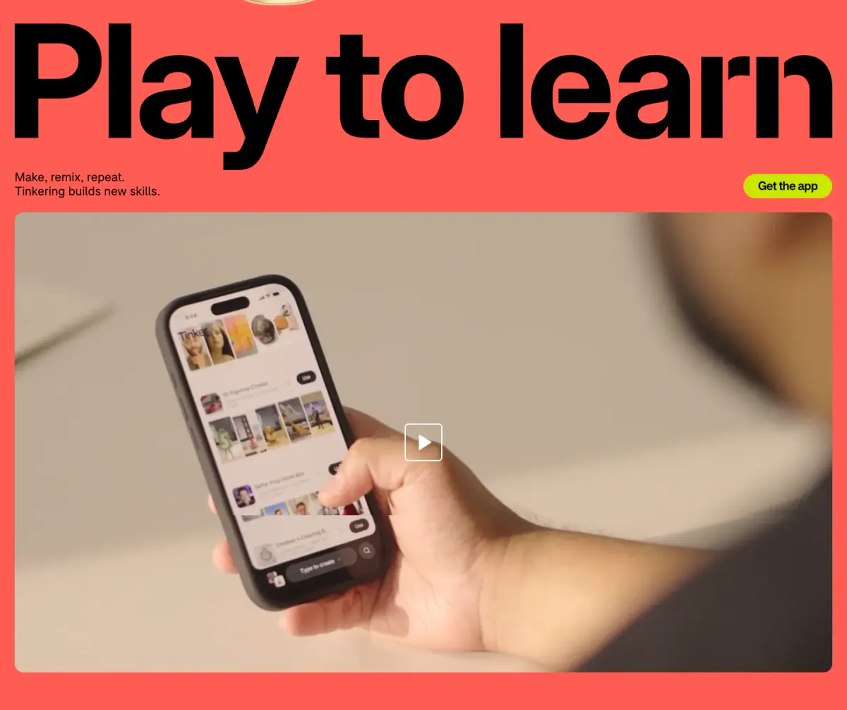 Play to learn features section from Tinker