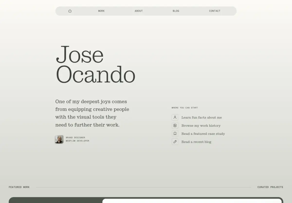 Jose Ocando hero section from Jose Ocando