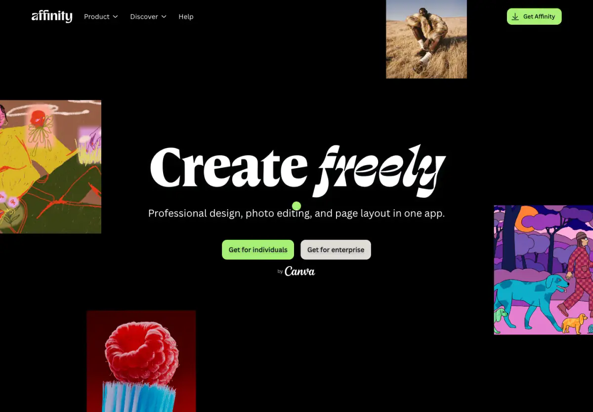 Create freely hero section from Affinity