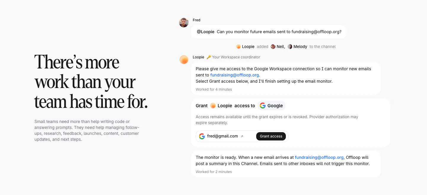 There’s more work than your team has time for. Features section from Offloop