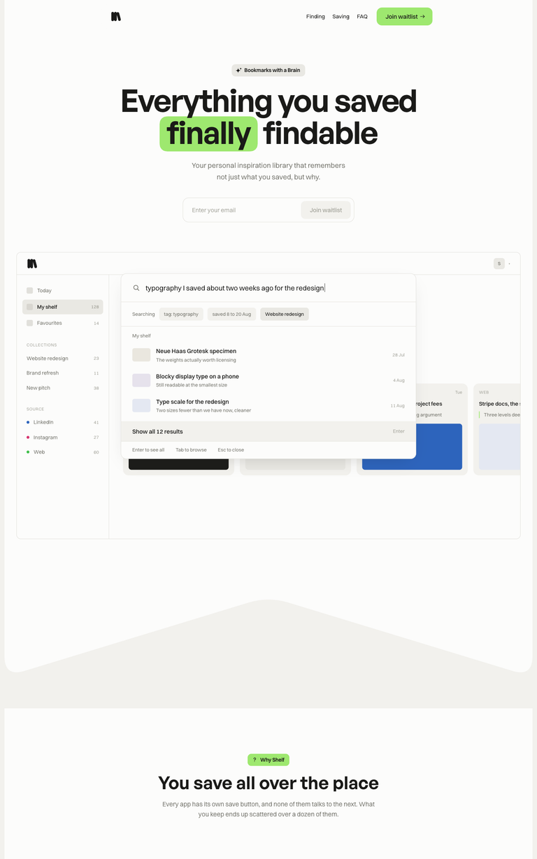 Shelf website design reference