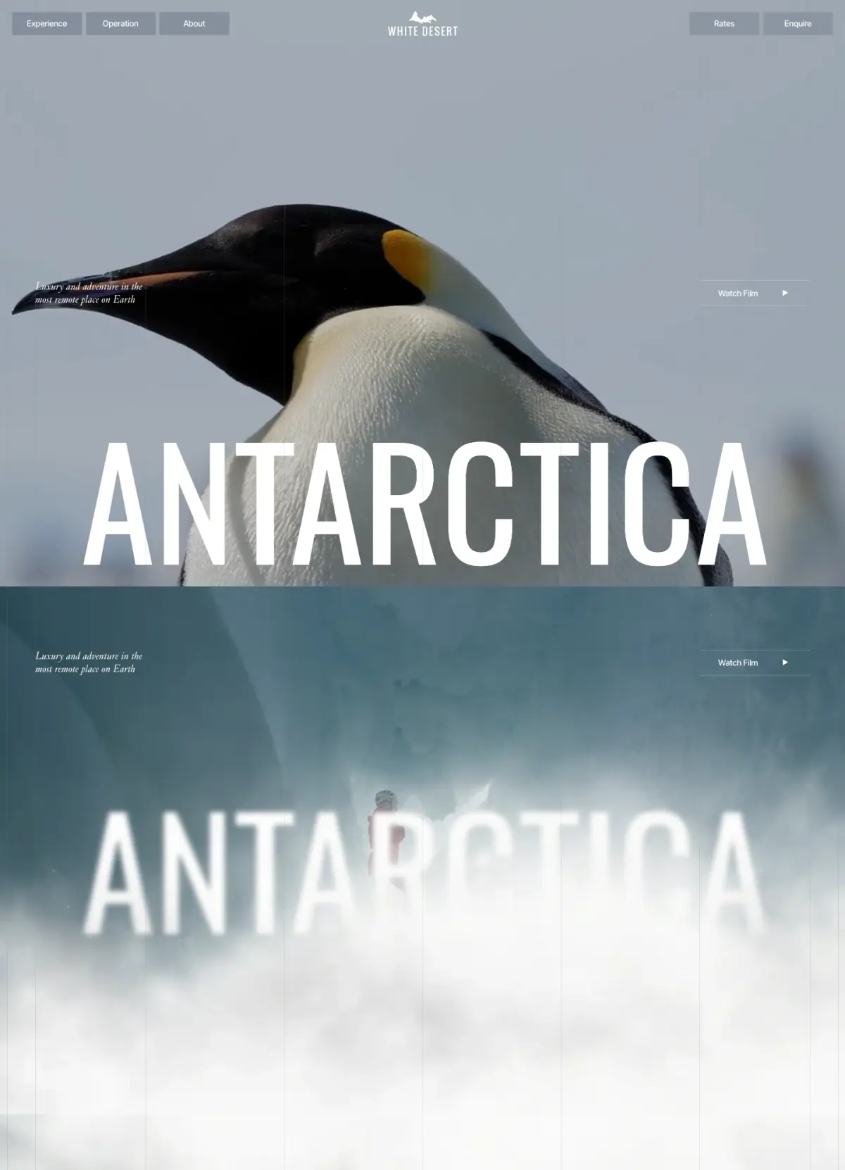 Antarctica Immersive Film Hero hero section from White Desert