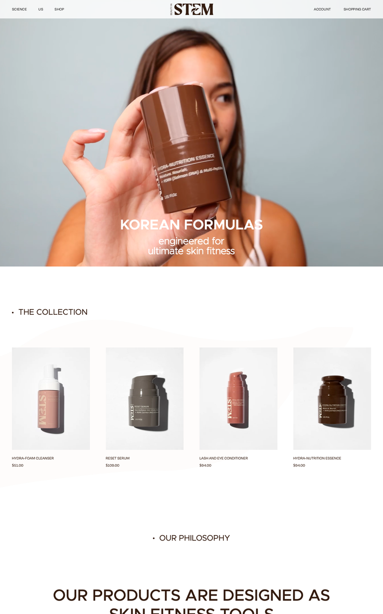 Beauty In Stem website design reference