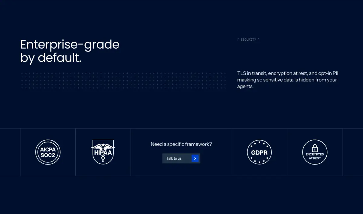 Enterprise-grade by default. features section from Captain