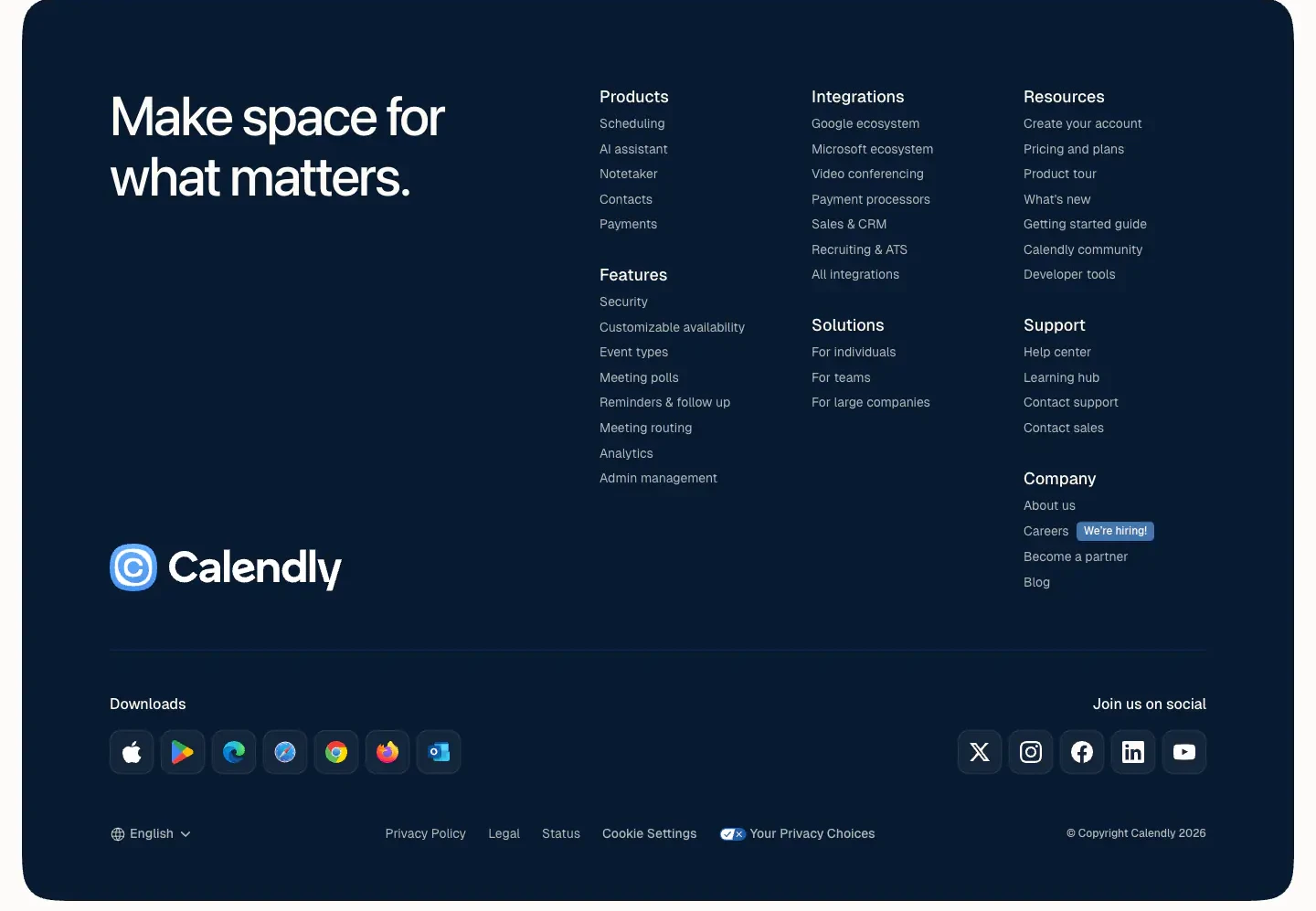 Calendly Multi-Column Footer footer section from Calendly