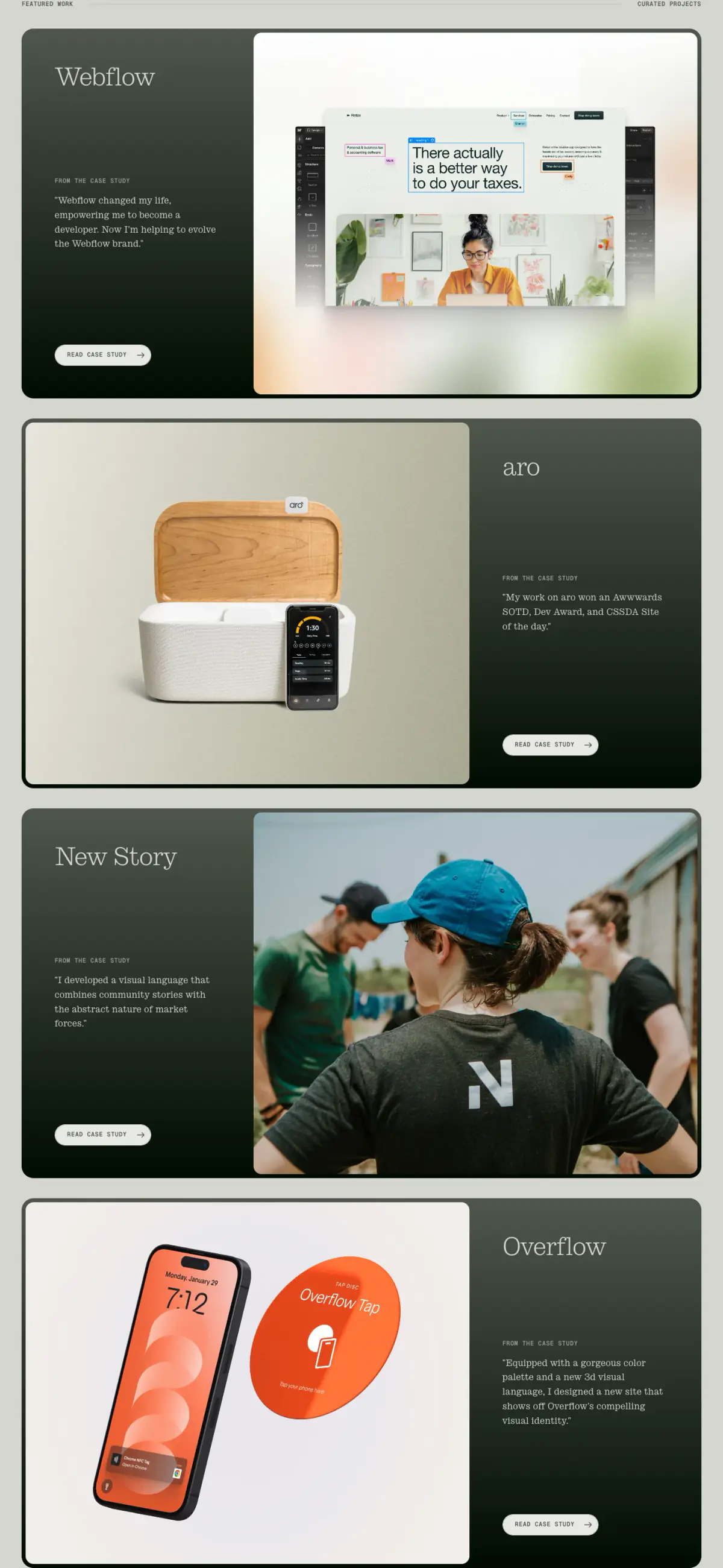 Webflow features section from Jose Ocando