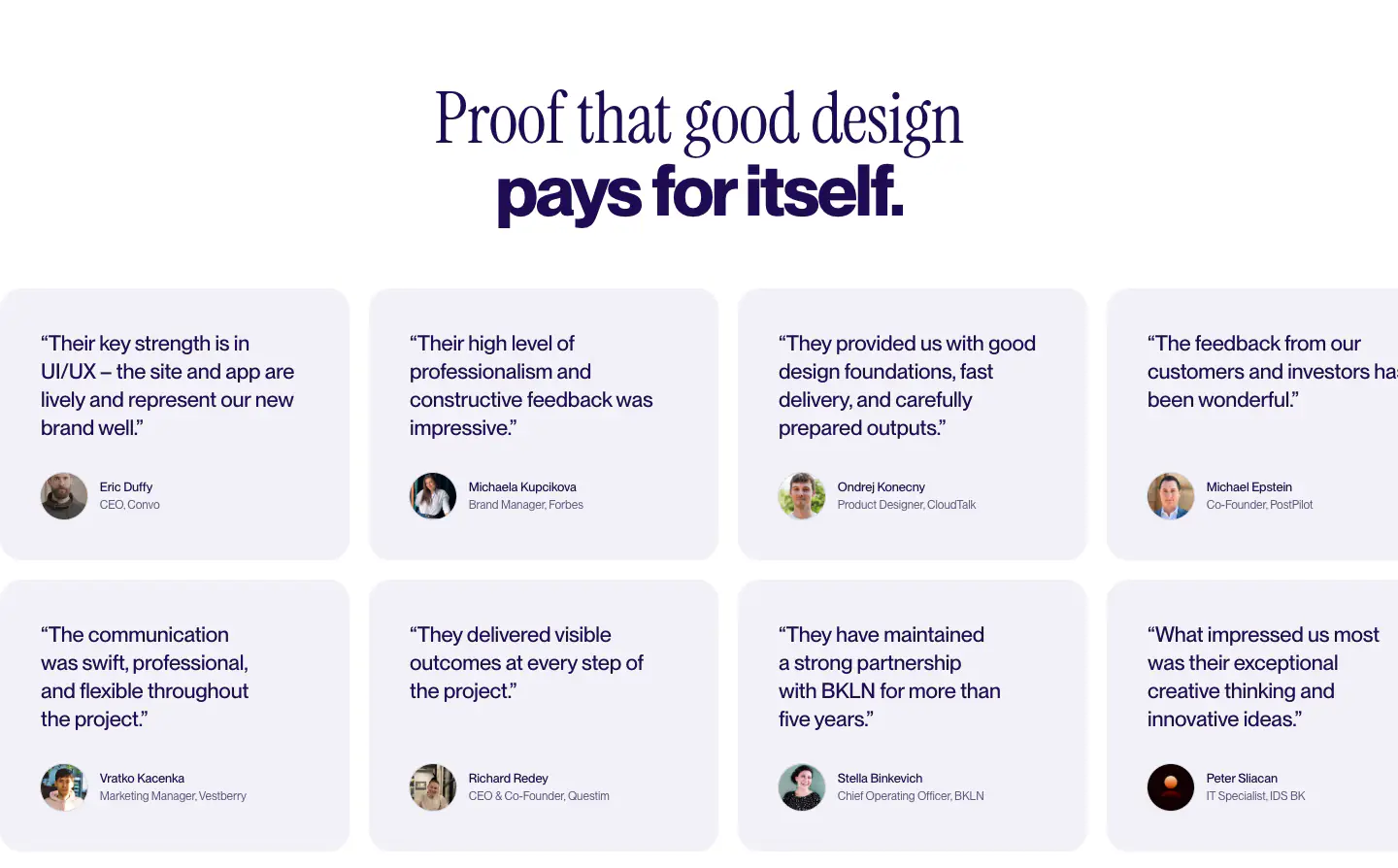Proof that good design pays for itself. Features section from PostGeneric
