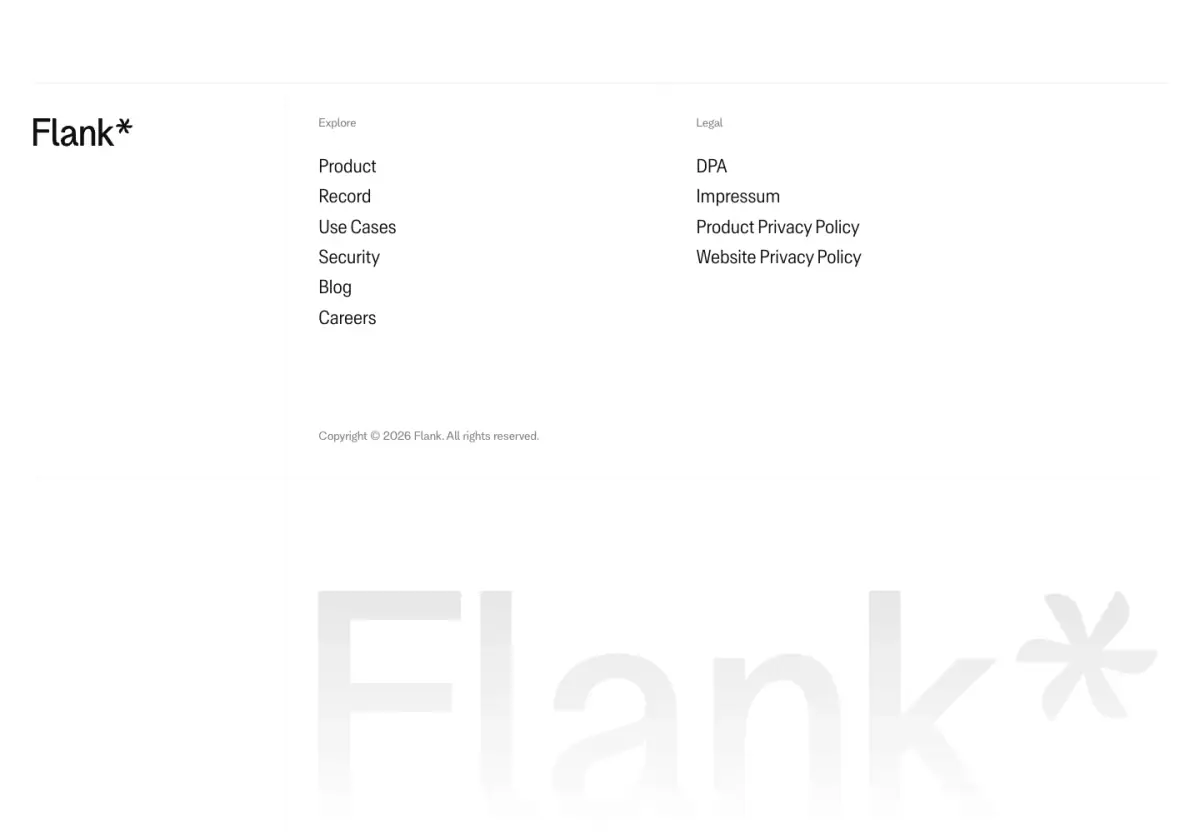 Flank Footer footer section from Flank