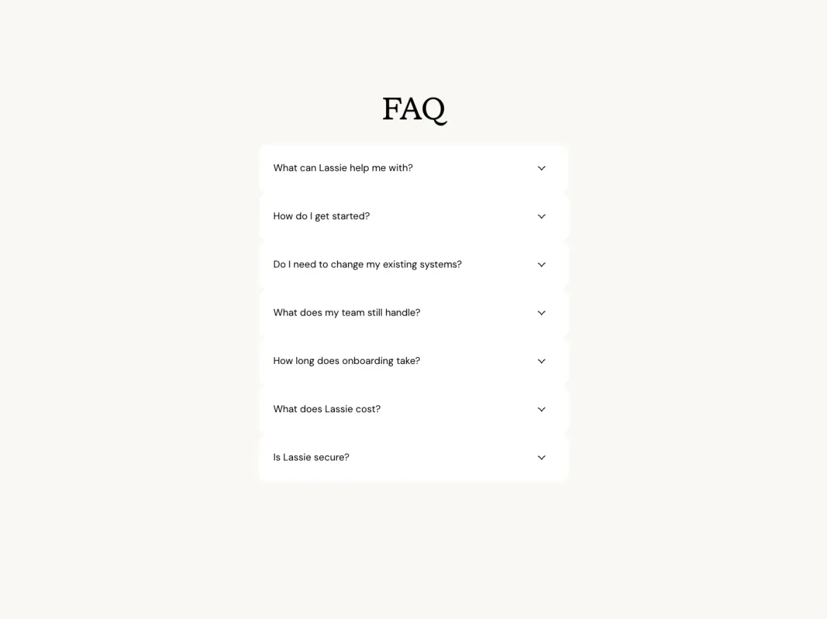 Lassie FAQ faq section from Lassie