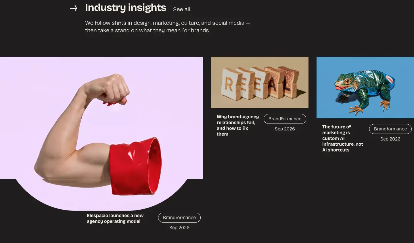 Industry Insights Editorial Grid editorial section from Elespacio