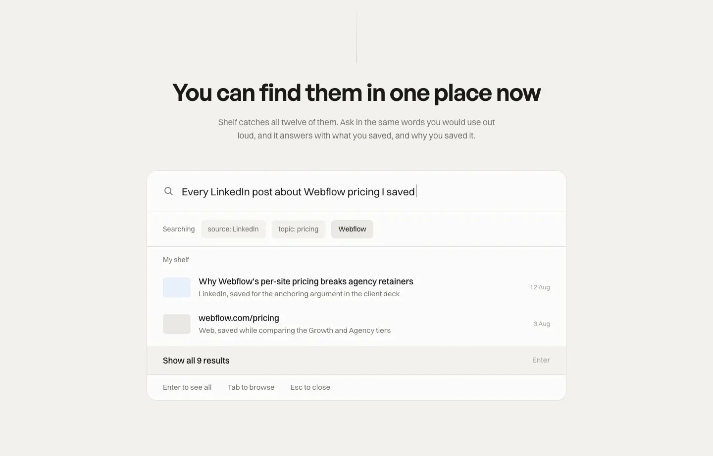 You can find them in one place now Features section from Shelf