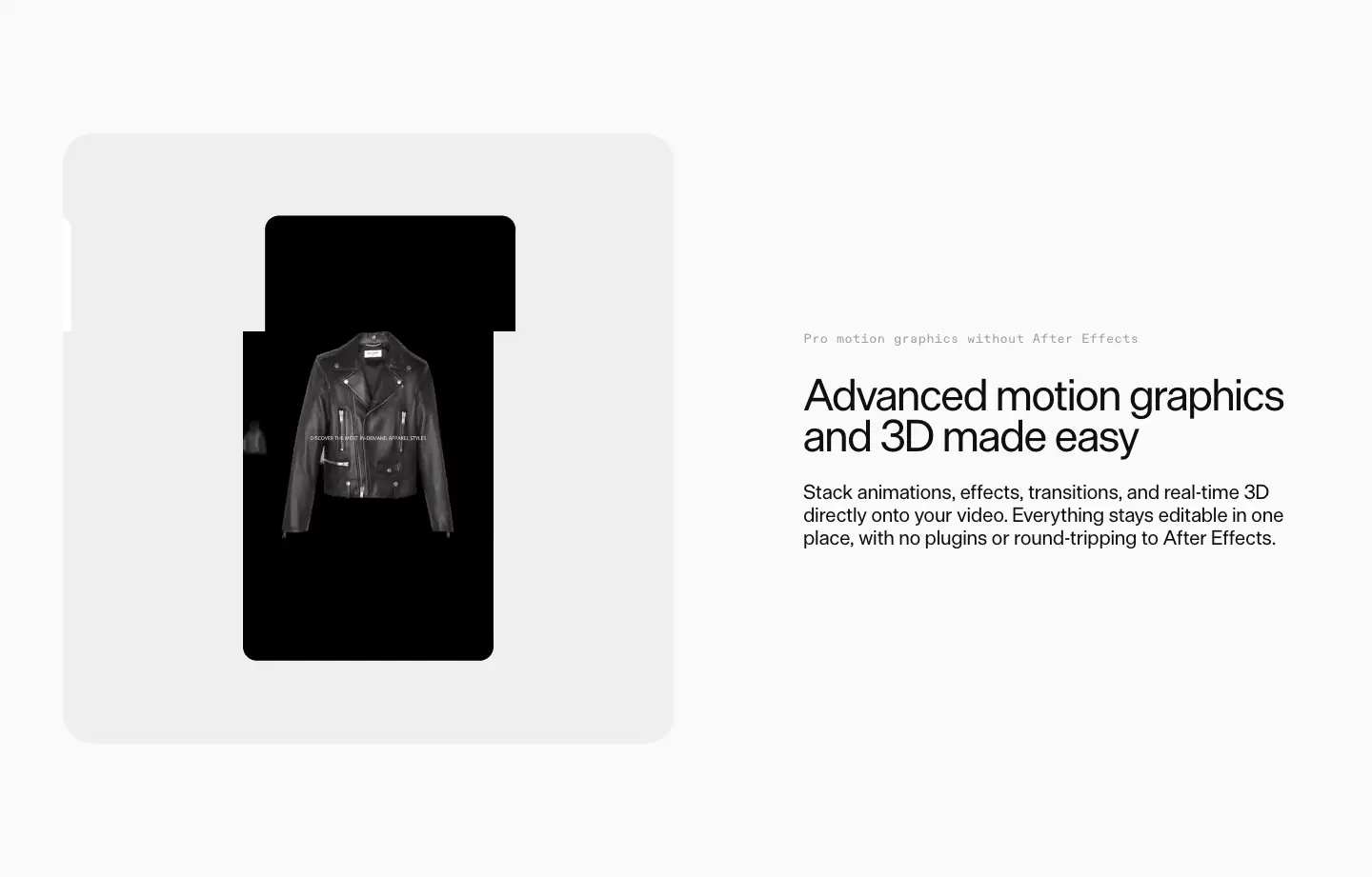 Advanced motion graphics and 3D made easy features section from Butter