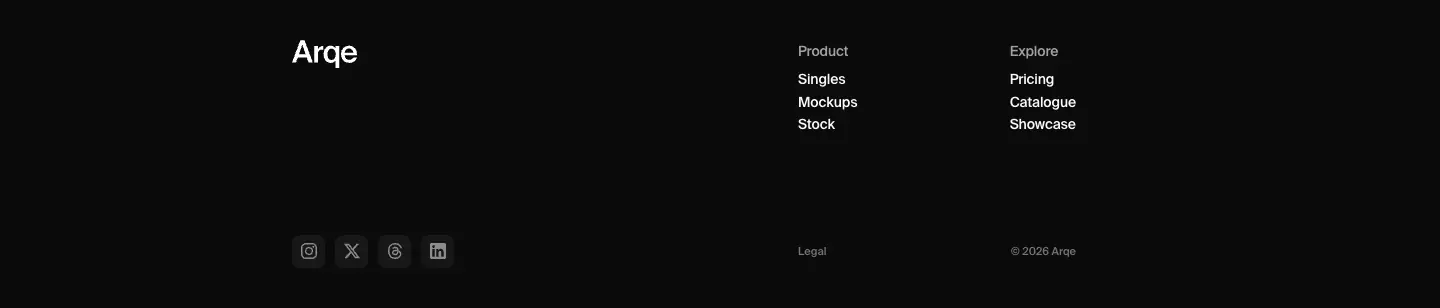 Arqé Footer footer section from Arqé