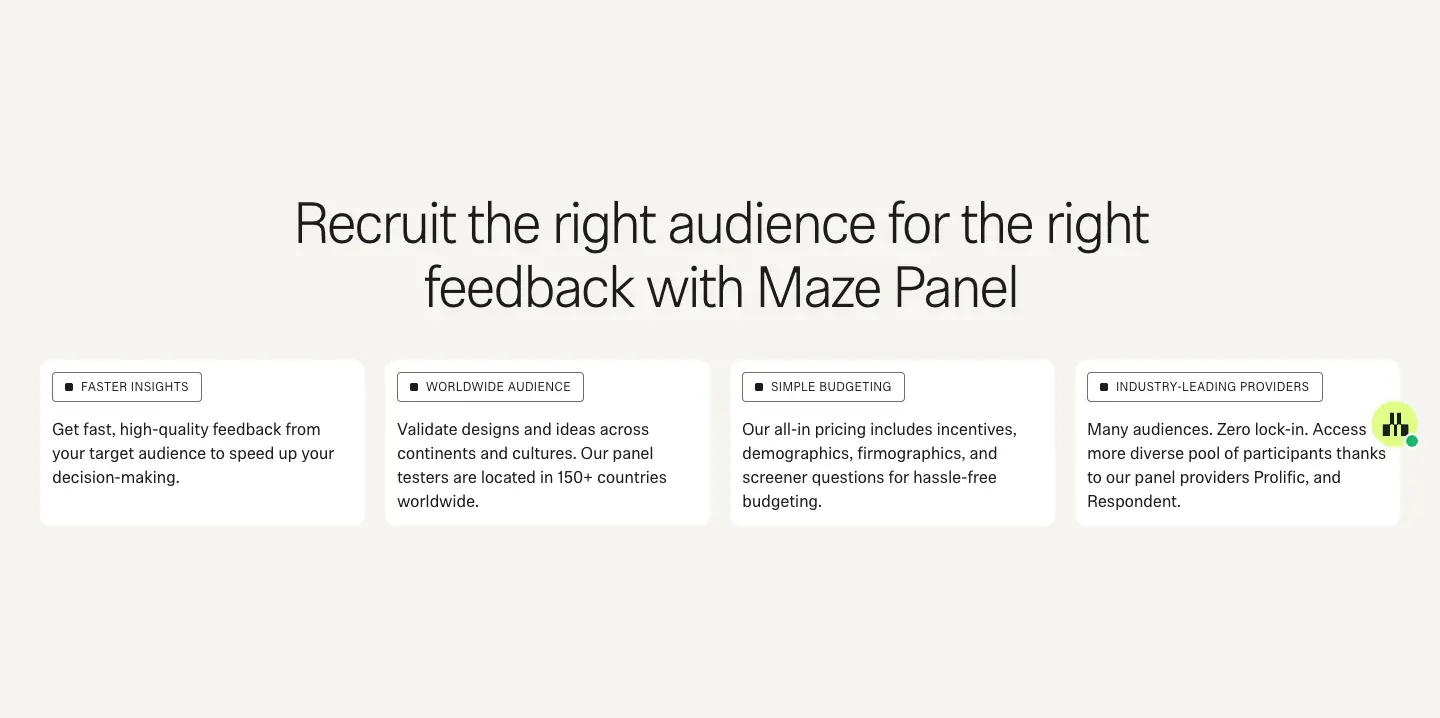 Recruit the right audience for the right feedback with Maze Panel features section from Maze