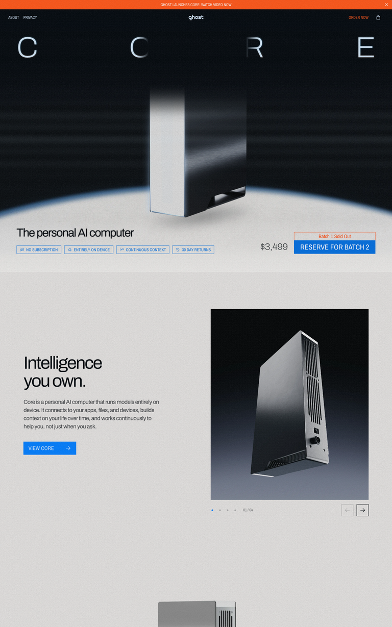 Ghost AI website design reference