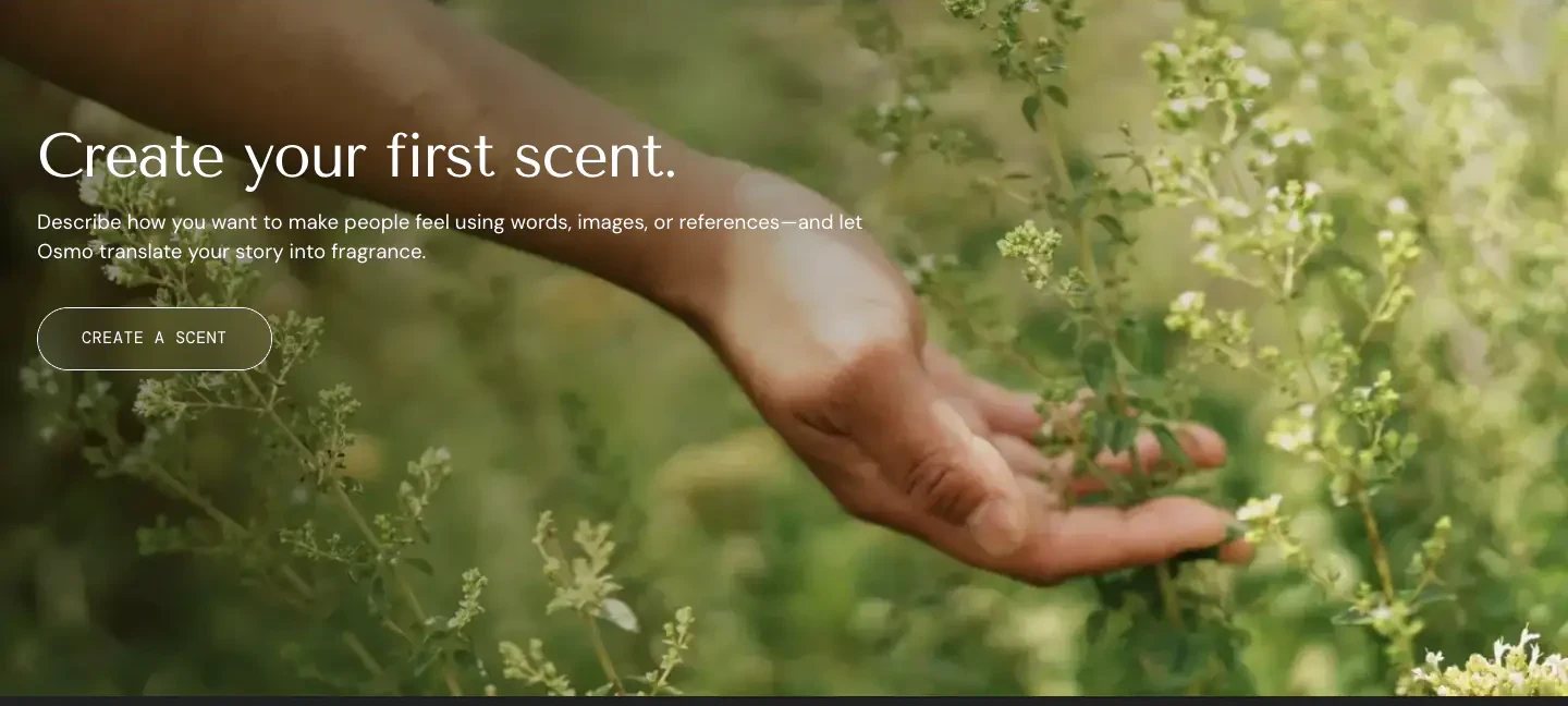 Create Your First Scent CTA section from Osmo