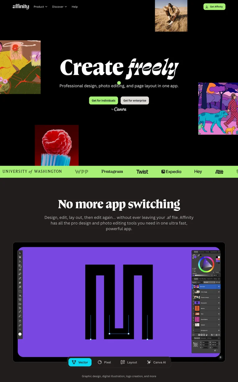 Affinity website design reference