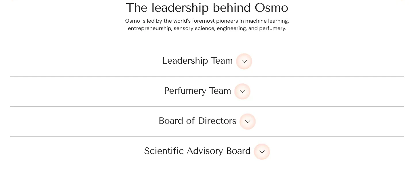 Leadership Behind Osmo Team section from Osmo
