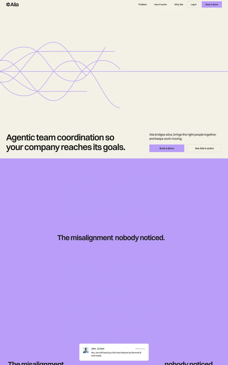 Alia website design reference