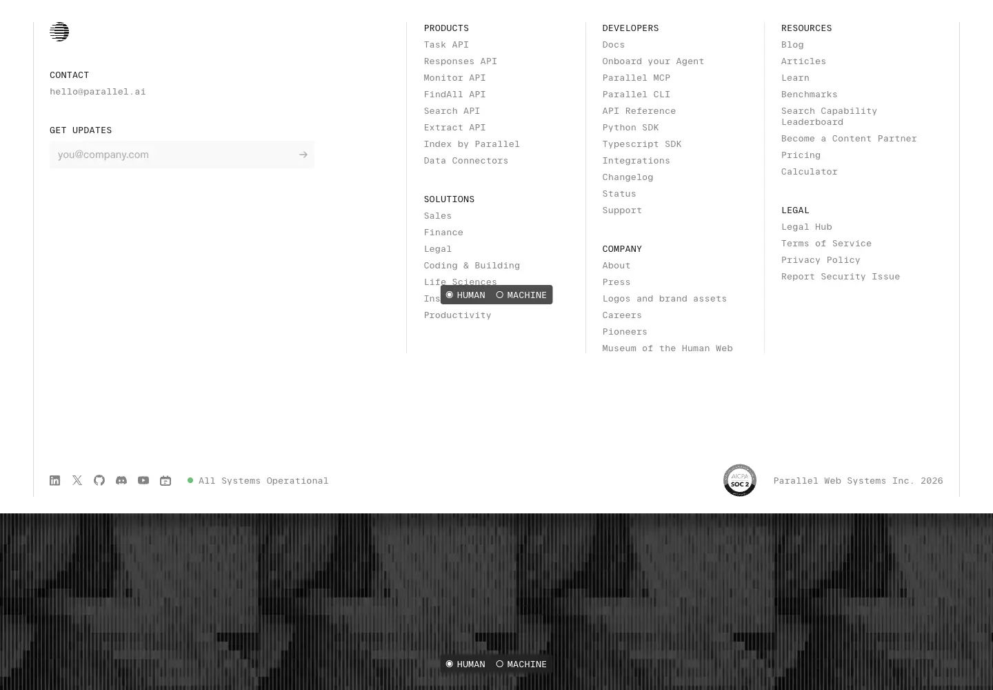 Parallel Footer Footer section from Parallel