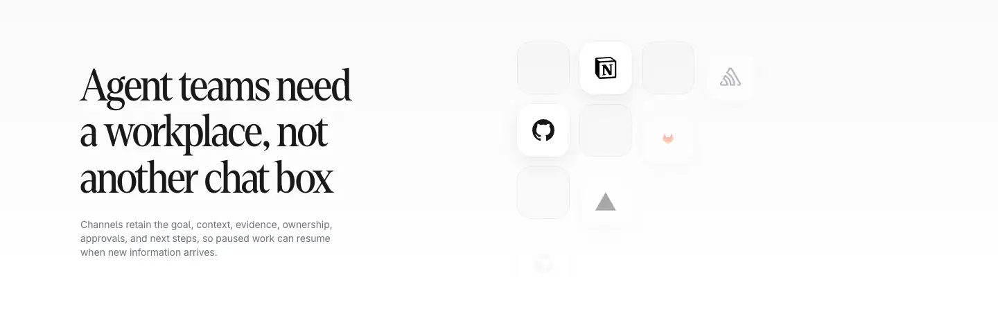 Agent teams need a workplace, not another chat box Features section from Offloop