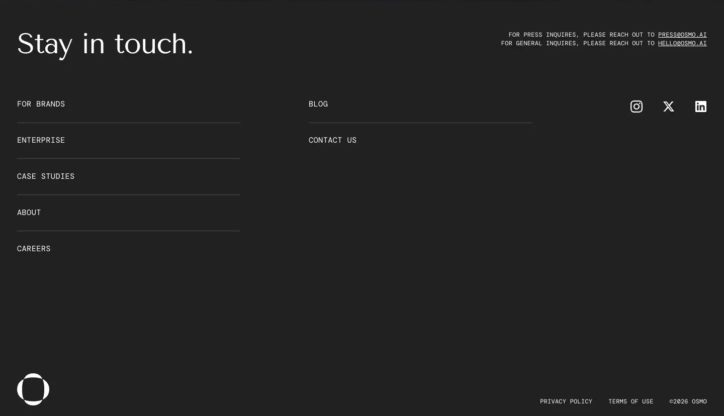 Stay in Touch Footer Footer section from Osmo