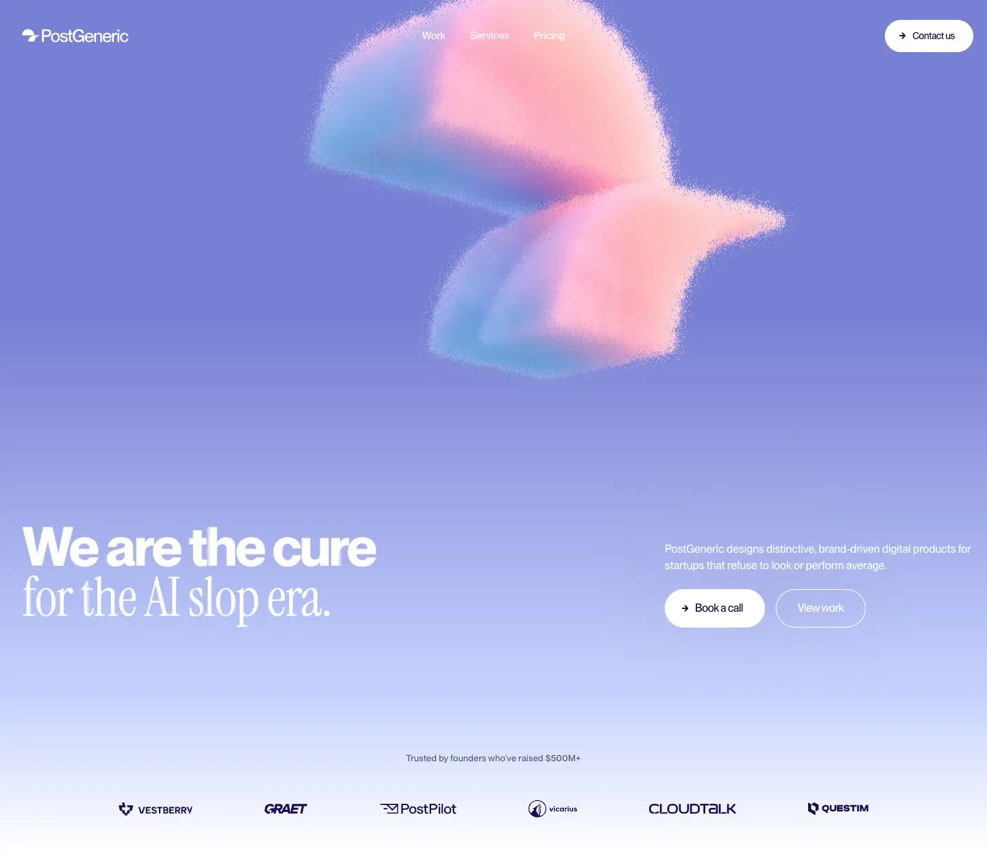AI Slop Era Agency Hero Hero section from PostGeneric