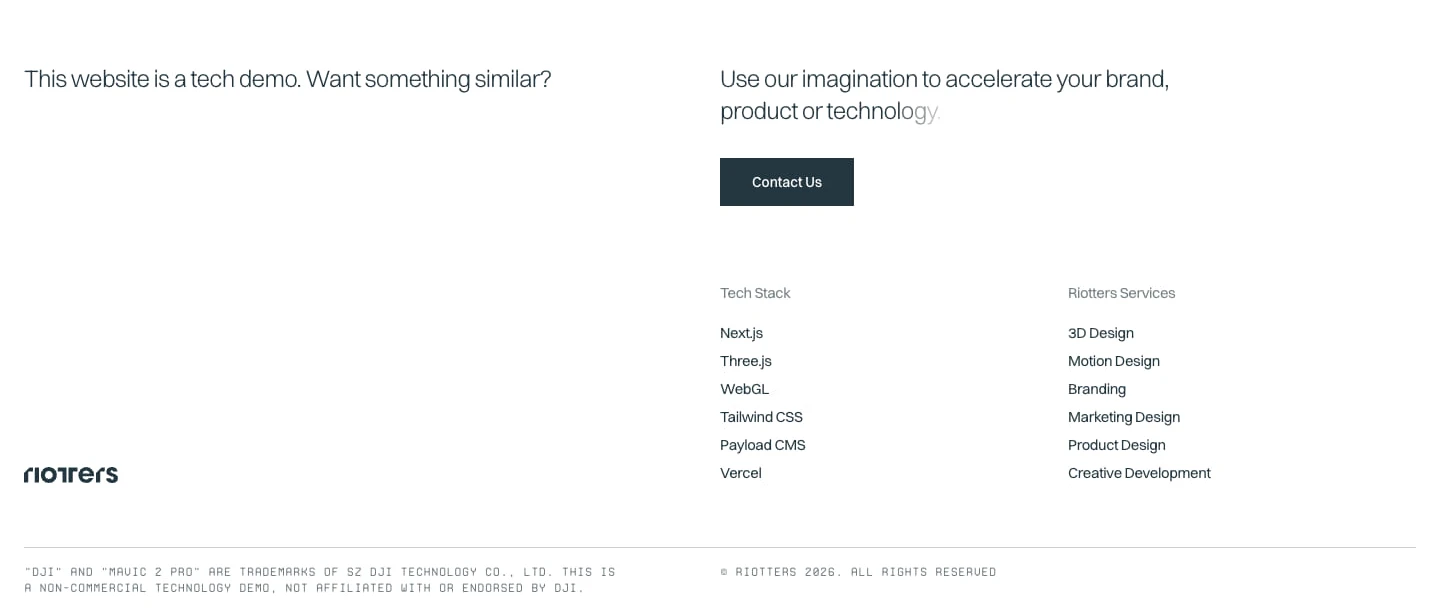 Tech Demo Contact and Services Footer footer section from Lidar Drone Scanning