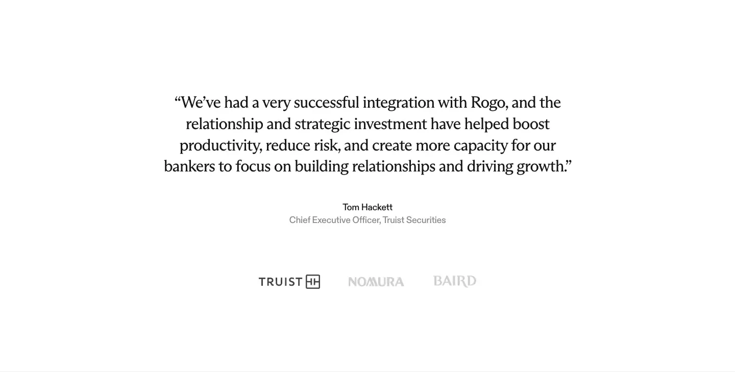 Truist executive customer testimonial testimonials section from Rogo
