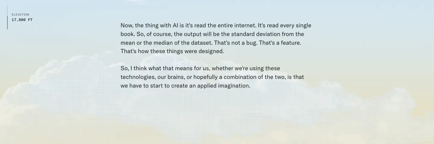 Creating an applied imagination features section from Applied Imagination