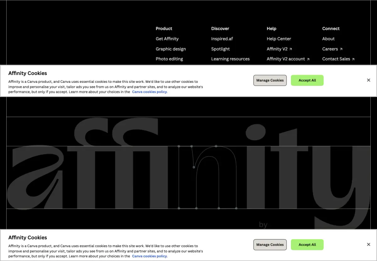 Product footer section from Affinity