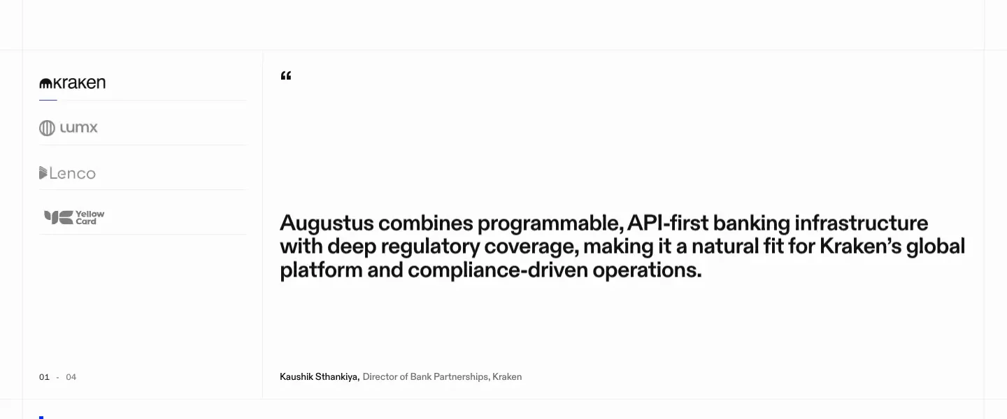Kraken Customer Testimonial Testimonials section from Augustus